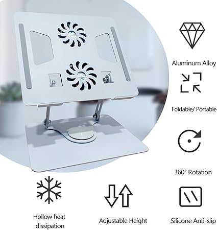 Laptop Stand with Dual Fan 360 Degree Rotating